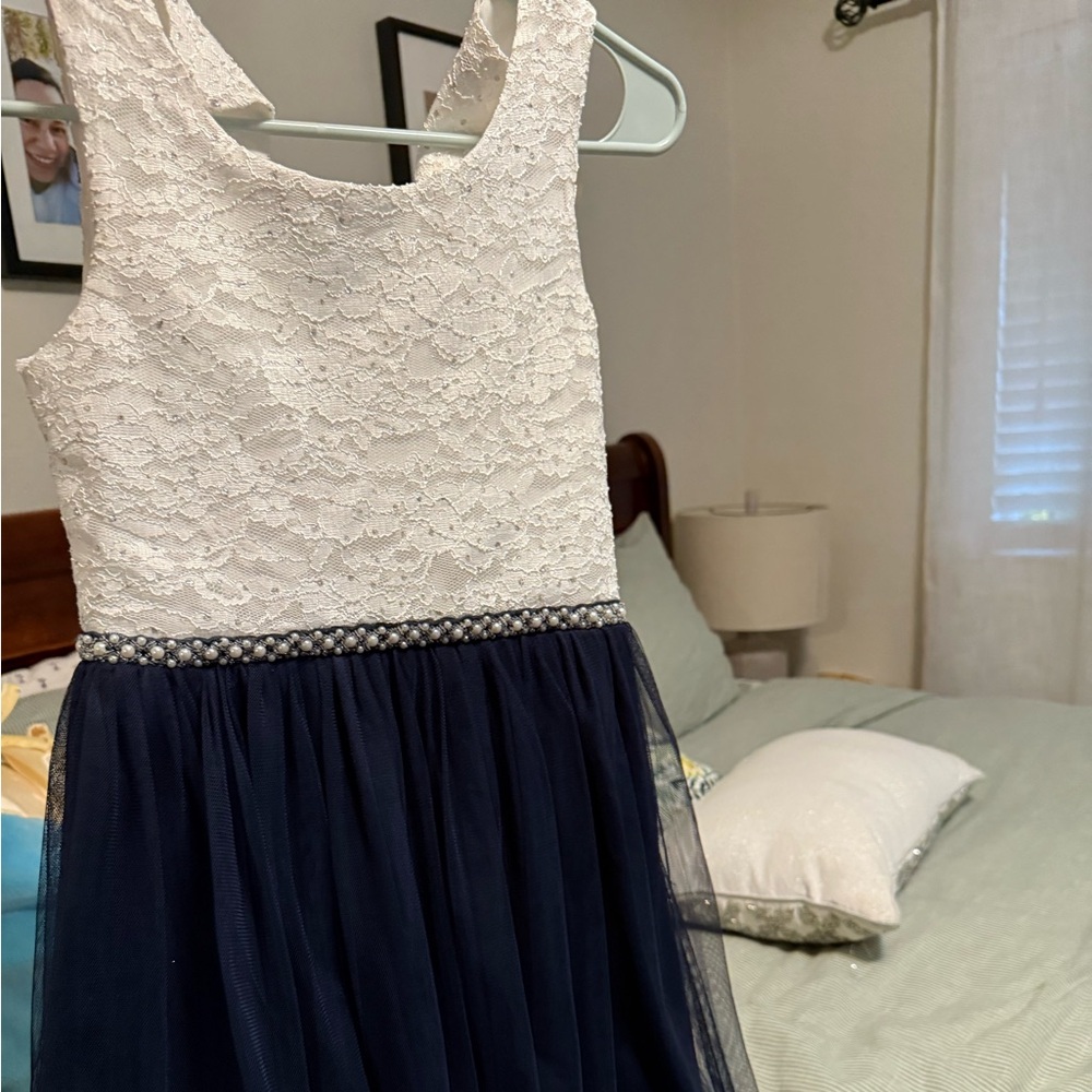Elegant Navy and White Kids Dress